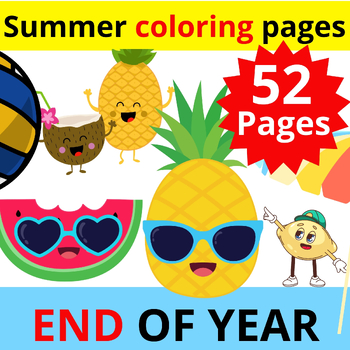 Preview of Enjoy Summer Colors with End-of-Year Summer-themed Coloring Sheets!