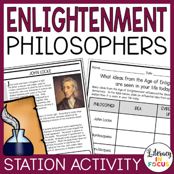Preview of Enlightenment Philosophers | Age of Enlightenment Stations and Writing Activity