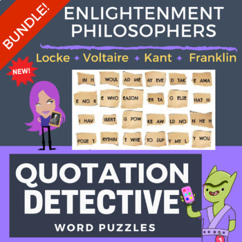 Preview of The Enlightenment Period Worksheets - BUNDLE of No-Prep Worksheet Puzzles