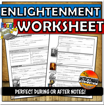 Preview of Enlightenment Thinkers Worksheet or Graphic Organizer