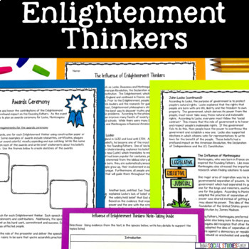 Preview of Enlightenment Reading Passage & Project Locke, Montesquieu and Rousseau