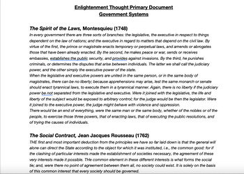 Preview of Enlightenment Thought Primary Documents