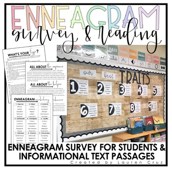 Preview of Enneagram Survey, Reading Activities, and Bulletin Board