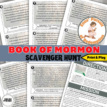 Preview of Enos's Quest Scavenger Hunt, Family-Friendly Book of Mormon Mystery Game