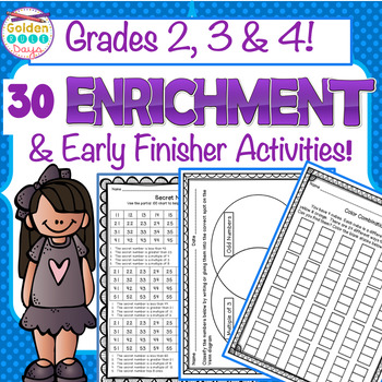 Preview of Enrichment Activities 30 Critical Thinking Worksheets Fast Finishers