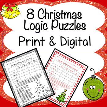 Preview of Enrichment Activities Christmas Logic Puzzles Critical Thinking Print & Digital