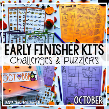 Preview of HALLOWEEN Math Early Finisher Puzzles Activities Enrichment October
