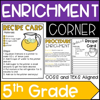 Enrichment Corner 5th Grade by Hillary Kiser - Hillary's ...