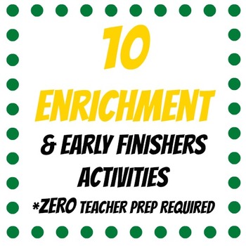 Preview of Enrichment, Finish Early, 10 activities ANY Subject, No Prep Required!