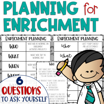 Preview of Enrichment Planning FREEBIE 6 Questions to Ask Yourself