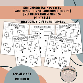 Preview of Enrichment Puzzles | Addition | Multiplication | Math Early Finisher