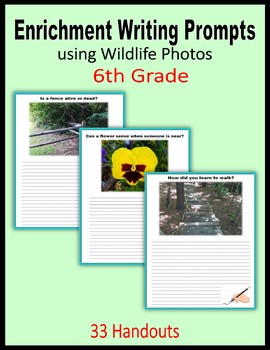 Preview of Enrichment Writing Prompts using Wildlife Photos - Extra Credit (6th Grade)