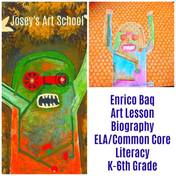 Preview of Enrico Baj Art Lesson Fire Fire Kinder 6th Grade Art History Drawing Collage