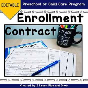 Preview of Enrollment Contract for Preschool or Child Care EDITABLE