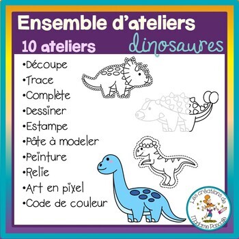 Preview of Bundle - Dinosaurs fine motor skill activities in French/
