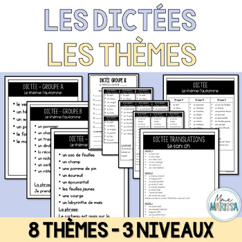 Preview of Ensemble de dictées: Les thèmes
