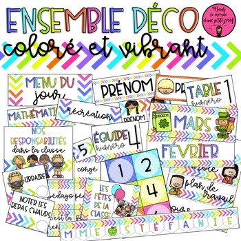 Preview of Ensemble déco coloré et vibrant NÉON // FRENCH CLASSROOM DECOR
