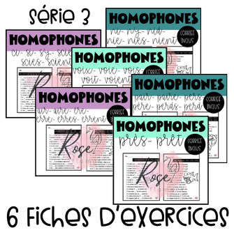 Ensemble fiches d'exercices homophones by RoseFlamant | TPT