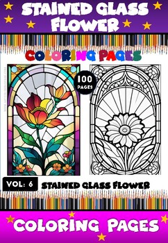 Preview of Enter the Tranquil Oasis of Stained Glass Garden Coloring Book Vol 6!