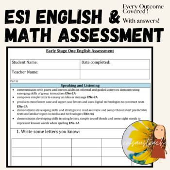Preview of Entire Early Stage 1 Kindergarten English & Mathematics Assessment NSW Outcomes