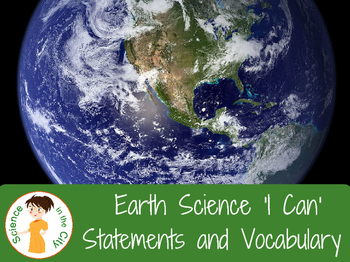 Preview of Earth Science: Student Learning Targets and Vocabulary