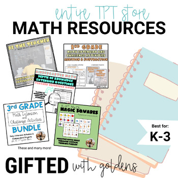 Preview of Entire Gifted with Goldens TPT MATH Resources GROWING BUNDLE