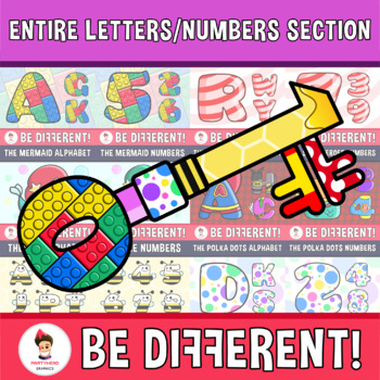 Preview of Entire Letters Numbers Section Lifetime License Growing Bundle Clipart