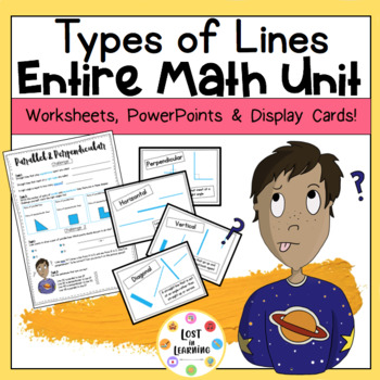 Preview of Entire Math Unit: Types of Line (Horizontal, vertical, perpendicular, parallel)