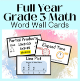 Entire School Year Grade 3 Math Word Wall Cards for bullet