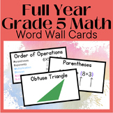 Entire School Year Grade 5 Math Word Wall Cards for bullet