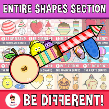 Preview of Entire Shapes Section Lifetime License Growing Bundle Clipart Math 2D Geometry