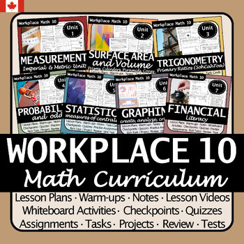 Preview of Entire Workplace Math 10 Curriculum | BC Canada | Differentiated and Engaging!