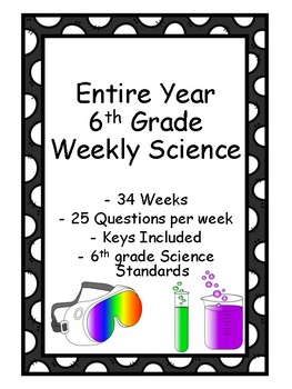Preview of Entire Year 6th Grade Science - Homework or Daily Warm Up