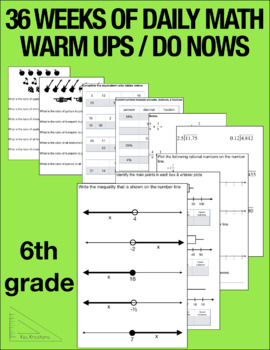 Preview of Entire Year of 6th Grade Math Warm-Ups / Do Nows / Skills Review
