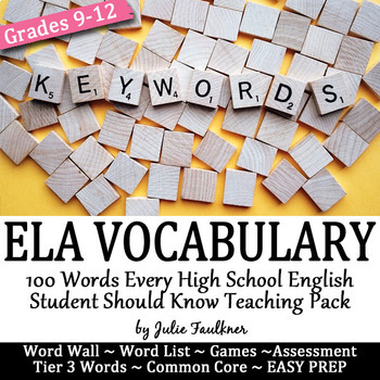 Preview of Vocabulary for ELA, 100 Key Terms for High School English Students