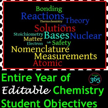 Preview of Entire Year of Editable Chemistry Student Objectives