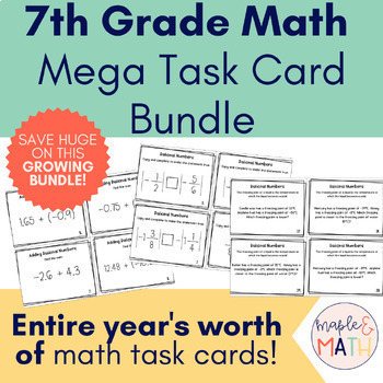 Preview of 7th Grade Math Year-Long Task Card Bundle (Growing Bundle!) Middle School Math