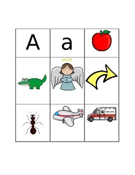 Preview of Beginning Sounds: UC/LC Letters and 6 picture cards per letter