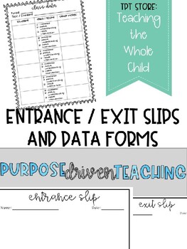 Preview of Entrance / Exit Slip Templates and Data Forms