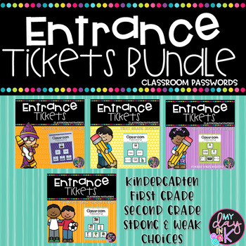 Preview of Entrance Tickets & Classroom Passwords Bundle | Daily Entrance Tickets K-2