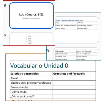 Preview of EntreCulturas Vocabulary Bundle - Español 1