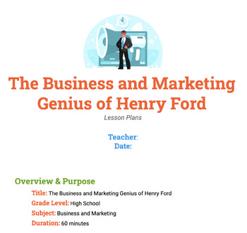 Preview of Entrepreneur Henry Ford Emergency Sub Lesson Plan with worksheet for Business