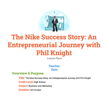 Preview of Entrepreneur Phil Knight Emergency Sub Lesson Plan with worksheet for Business