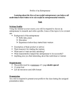 entrepreneur profile assignment