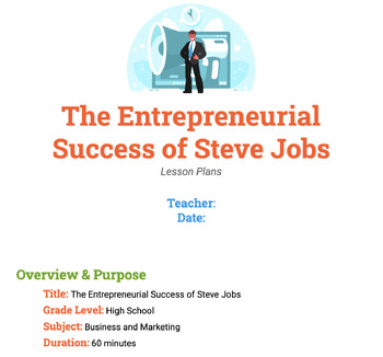 Preview of Entrepreneur Steve Jobs Emergency Sub Lesson Plan with worksheet for Business