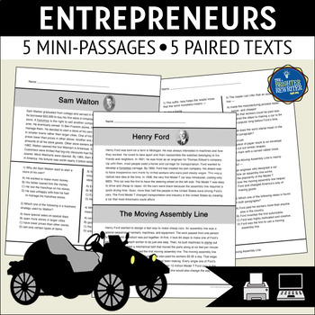 Preview of Entrepreneurs Nonfiction Reading Comprehension Passages
