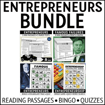 Preview of Entrepreneurs Reading Passages and Bingo Games Activities Bundle