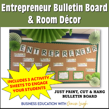 Preview of Entrepreneurship Class Bulletin Board & Classroom Décor with Lesson Plan