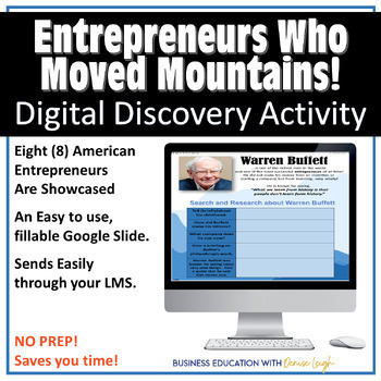 Preview of Entrepreneurship Class Research Digital Activities/Lesson | First week of school