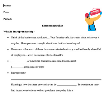 Preview of Entrepreneurship Guided Notes